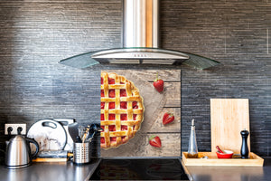 Pantalla anti-salpicaduras cocina – Frente de cocina de cristal templado – BS07 Serie desiertos: Tarta De Fresas 3