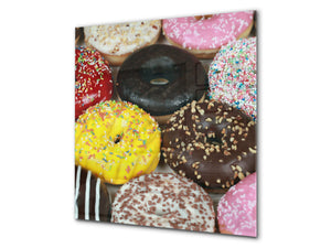 Tempered glass Cooker backsplash BS07 Desserts Series: Donut Donuts