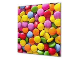 Stunning printed Glass backsplash BS06 Pastries and sweets: Colored Candies