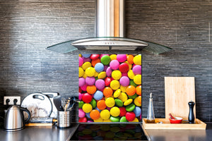 Magnifico paraschizzi in vetro stampato – Pannello in vetro temperato da cucina BS06 Pasticcini e dolci : Caramelle colorate