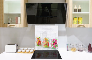 Stunning printed Glass backsplash BS06 Pastries and sweets: Candy In A Jar
