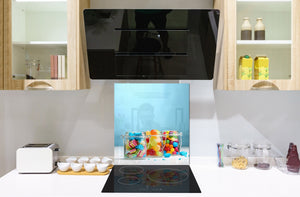 Stunning printed Glass backsplash BS06 Pastries and sweets: Sweets In A Jar
