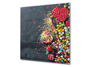 Stunning printed Glass backsplash BS06 Pastries and sweets: Scattered Sweets