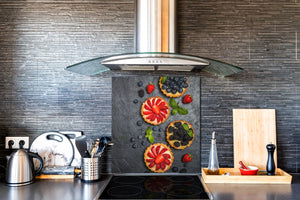 Magnifico paraschizzi in vetro stampato – Pannello in vetro temperato da cucina BS06 Pasticcini e dolci : Muffin Con Frutta