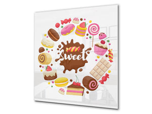 Stunning printed Glass backsplash BS06 Pastries and sweets: Candy Sweets 1