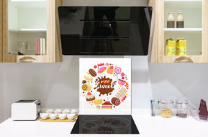Magnifico paraschizzi in vetro stampato – Pannello in vetro temperato da cucina BS06 Pasticcini e dolci : Caramelle Dolci 1