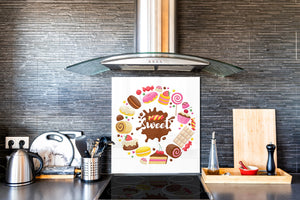 Magnifico paraschizzi in vetro stampato – Pannello in vetro temperato da cucina BS06 Pasticcini e dolci : Caramelle Dolci 1