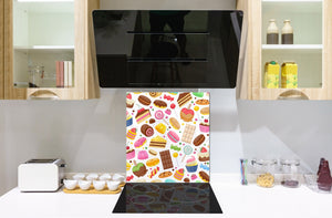 Magnifico paraschizzi in vetro stampato – Pannello in vetro temperato da cucina BS06 Pasticcini e dolci : Caramelle Dolci 2