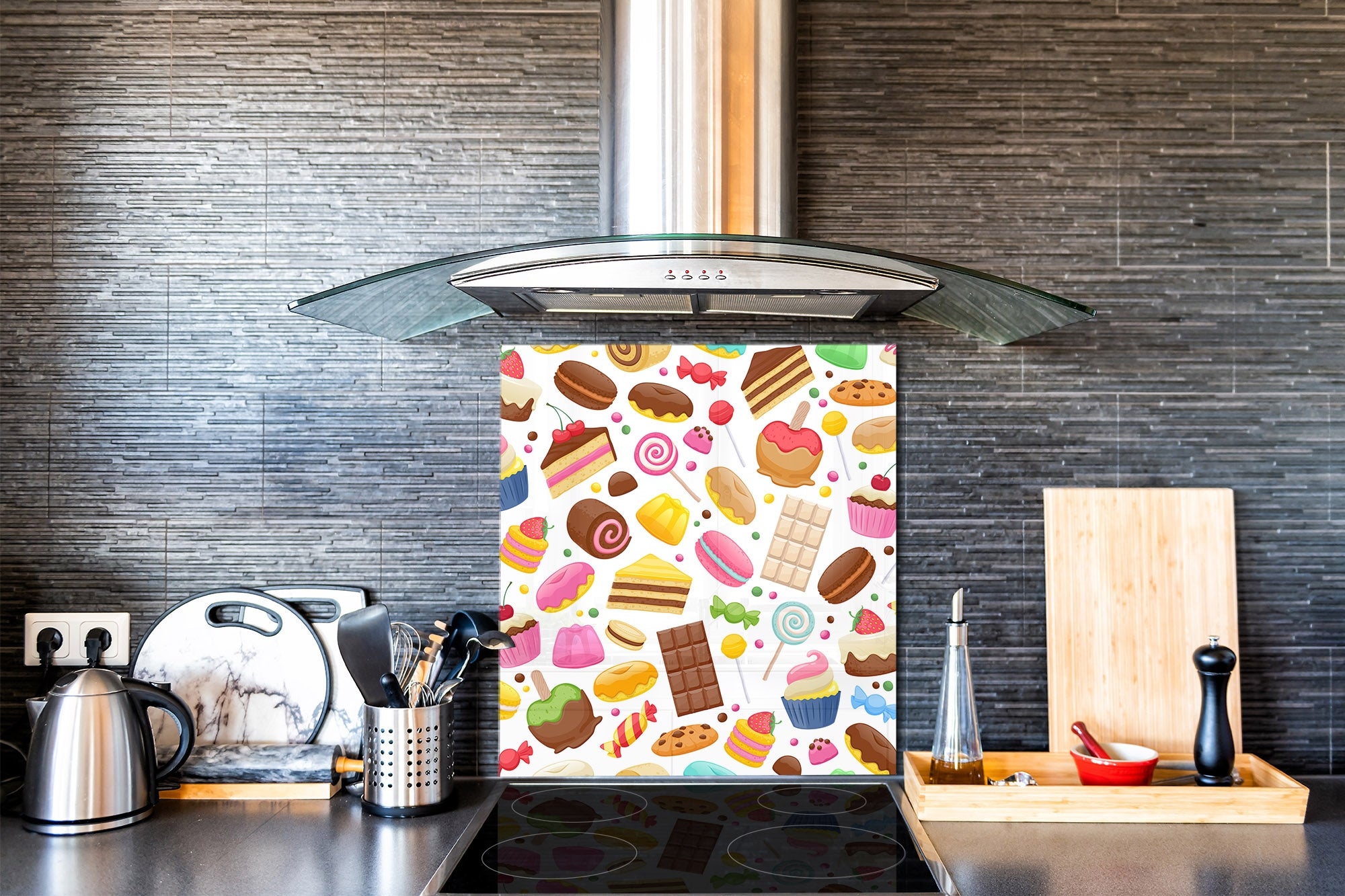 Protector antisalpicaduras – Panel de vidrio para cocina – BS06 Serie postres y dulces: Dulces Dulces 2