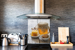 Magnifico paraschizzi in vetro stampato – Pannello in vetro temperato da cucina BS06 Pasticcini e dolci : Dolci torta al miele