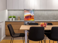 Stunning printed Glass backsplash BS06 Pastries and sweets: Spoon For Honey Honey