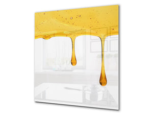Stunning printed Glass backsplash BS06 Pastries and sweets: Dripping Honey