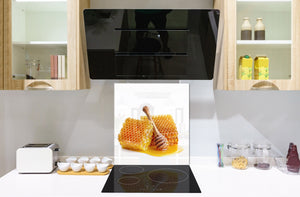 Stunning printed Glass backsplash BS06 Pastries and sweets: Honeycombs 1