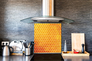 Stunning printed Glass backsplash BS06 Pastries and sweets: Honeycombs 2