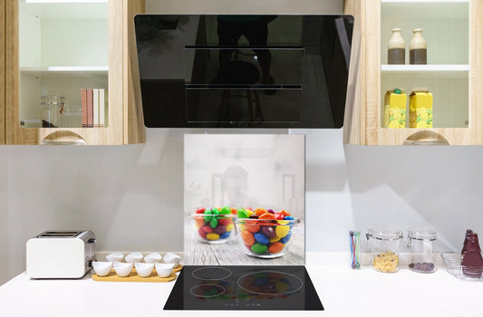 Protector antisalpicaduras – Panel de vidrio para cocina – BS06 Serie postres y dulces: Caramelos de colores