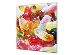 Protector antisalpicaduras – Panel de vidrio para cocina – BS06 Serie postres y dulces: Habas de jalea de colores 3