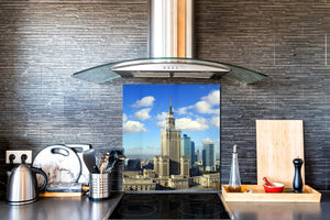 Paraschizzi fornelli vetro temperato – Pannello in vetro – Paraspruzzi lavandino BS25 Serie città:  Panorama della città 4