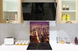 Paraschizzi fornelli vetro temperato – Pannello in vetro – Paraspruzzi lavandino BS25 Serie città:  Panorama della città 17