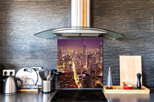 Paraschizzi fornelli vetro temperato – Pannello in vetro – Paraspruzzi lavandino BS25 Serie città:  Panorama della città 17