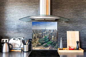 Paraschizzi fornelli vetro temperato – Pannello in vetro – Paraspruzzi lavandino BS25 Serie città: Panorama della città 18