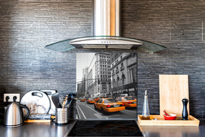 Glasrückwand mit atemberaubendem Aufdruck – Küchenwandpaneele aus gehärtetem Glas BS25 Serie Städte:  Usa Cars 2