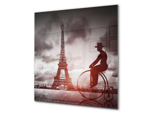 Paraschizzi fornelli vetro temperato – Pannello in vetro – Paraspruzzi lavandino BS25 Serie città: Torre Eiffel di Parigi 5