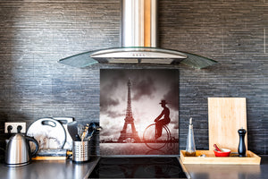 Paraschizzi fornelli vetro temperato – Pannello in vetro – Paraspruzzi lavandino BS25 Serie città: Torre Eiffel di Parigi 5