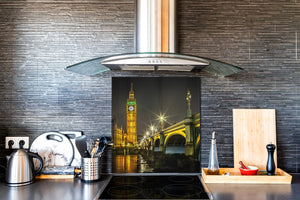 Paraschizzi fornelli vetro temperato – Pannello in vetro – Paraspruzzi lavandino BS25 Serie città: Big Ben London 3
