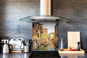 Magnifico paraschizzi in vetro stampato – Pannello in vetro temperato da cucina BS24 Serie ponti:  Ponte del mondo 1