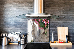 Glasrückwand mit atemberaubendem Aufdruck – Küchenwandpaneele aus gehärtetem Glas BS25 Serie Städte:  Greece Alley 1