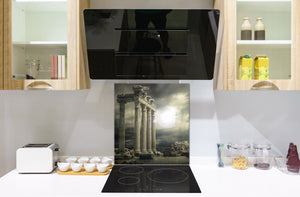 Soporte de vidrio - Placa para salpicaduras de fregadero ; Serie ciudades BS25  Templo de Zeus