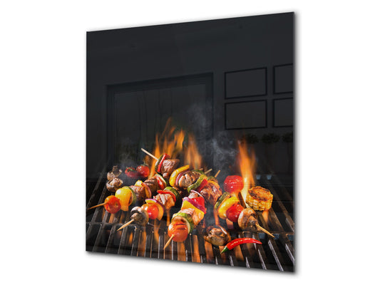 Printed tempered glass backsplash – BS23 European tradicional food Series: Shashlik Grill 2