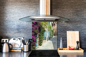 Paraschizzi fornelli vetro temperato – Pannello in vetro – Paraspruzzi lavandino BS25 Serie città:  Strade del mondo 5