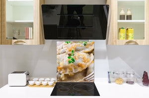 Magnifique antiprojections en verre imprimé – Panneau en verre de sécurité de cuisine BS23 Série nourriture traditionnelle européenne Dumplings 3