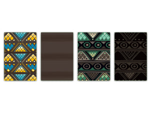 Set von 4 Hackbrettern aus Hartglas mit modernen Designs; MD01 Ethnic Series: Ornamental boards 