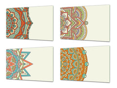 Set von 4 Schneidbrettern – 4-teiliges Käsebrett-Set; MD02 Mandalas Series: Vintage board