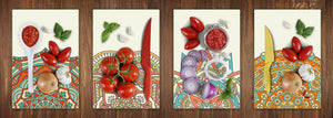 Set von 4 Schneidbrettern – 4-teiliges Käsebrett-Set; MD02 Mandalas Series: Vintage board