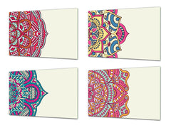 Lot de 4 planches à découper – Lot de 4 plateaux à fromage ; MD02 Série Mandalas: Conseil Vintage