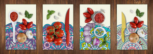 Set of 4 Cutting Boards – 4-piece Cheese Board set; MD02 Mandalas Series:Vintage board 3