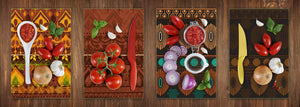 Set of 4 Chopping Boards from Tempered Glass with modern designs; MD01 Ethnic Series:African design