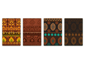 Set of 4 Chopping Boards from Tempered Glass with modern designs; MD01 Ethnic Series:African design