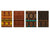 Set von 4 Hackbrettern aus Hartglas mit modernen Designs; MD01 Ethnic Series: African design