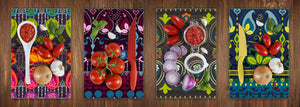 Set of 4 Chopping Boards from Tempered Glass with modern designs; MD01 Ethnic Series:African design 2