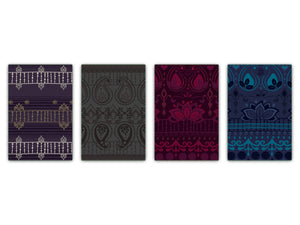 Set of 4 Chopping Boards from Tempered Glass with modern designs; MD01 Ethnic Series:African design 3