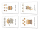 Taglieri decorativi – 4 vassoi per servire; MD03 Serie di cartoni animati: Scarabocchi disegnati a mano