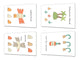 Taglieri decorativi – 4 vassoi per servire; MD03 Serie di cartoni animati: Doodles disegnati a mano 2