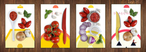 Set of four Glass Cutting Boards from toughened glass; MD04 Fruits and veggies Series:Vector fruit 2