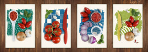 Decorative Cutting Boards – 4 Serving Trays; MD03 Cartoon Series:Watercolor elements