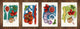 Set de 4 tablas para el pan - conjunto de tablas para picar ; Serie de dibujos animados MD03 Elementos de acuarela