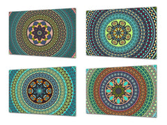 Set von 4 Schneidbrettern – 4-teiliges Käsebrett-Set; MD02 Mandalas Series: Ethnic design